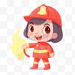 消防安全剪贴画消防员女孩卡通卡