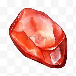 水晶红玛瑙的水彩插图