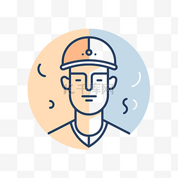 描绘一个戴着棒球帽的人的简单图