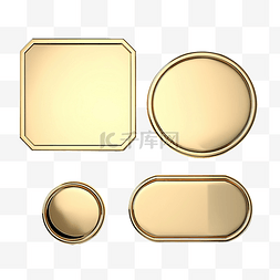 空白的金色标签和徽章 3d 渲染