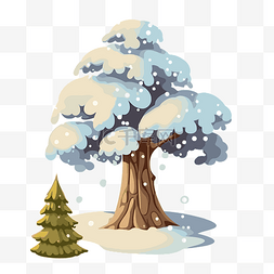 雪花覆盖的树图片_树与雪剪贴画 大树覆盖着雪和雪
