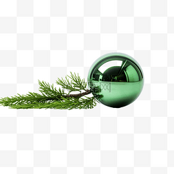 传统色彩图片_杜松绿枝，镜面上有一个小旧圣诞