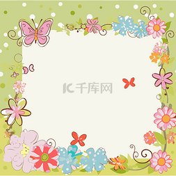免费蝴蝶素材图片_免费边框剪贴画卡通框架与花朵和