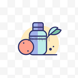 一个图标由一个瓶子和一片橙子组