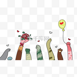 情人节心形图案图片_情人节卡通可爱猫爪