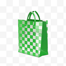帆布包样机图片_带有反射地板的绿色购物袋隔离用