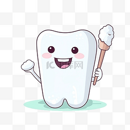 白色的刷子图片_可爱的卡通牙齿与牙刷