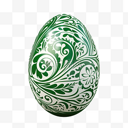 复活节彩蛋PNG上的绿色和曲线线画