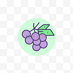 葡萄和无花果图片_带叶子的紫色葡萄图标 向量