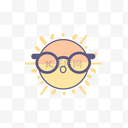 太阳戴眼镜图片_卡通剪影太阳眼镜和微笑图标图标