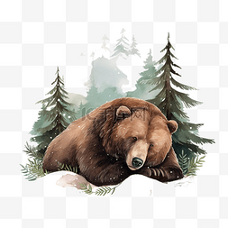 卡通心情小图片_老睡熊看起来像山林熊冬天心情圣