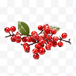白色表面有红色浆果的装饰圣诞树