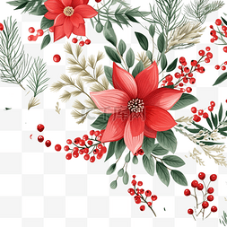 圣诞树花纹图片_圣诞无缝花纹与花