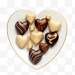 木盘子图片_白松形盘子上的心形巧克力糖和金