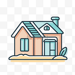 云上小房子图片_彩色房子图标的平线插图 向量