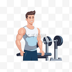 肌肉训练图片_健身房矢量图中的男子性格训练