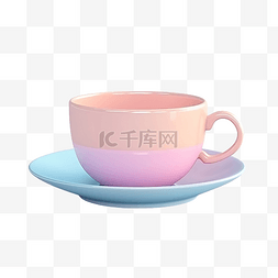 渲染咖啡图片_3d 渲染柔和的彩色陶瓷咖啡杯隔离