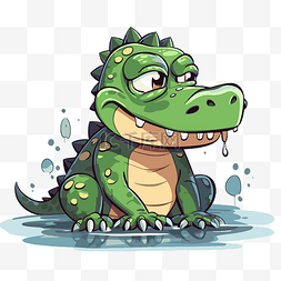 鱷魚图片_鳄鱼剪贴画卡通鳄鱼脸上溅水 向
