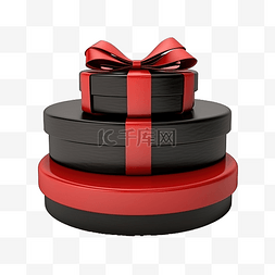 圣诞节红色和黑色礼盒的 3D 渲染