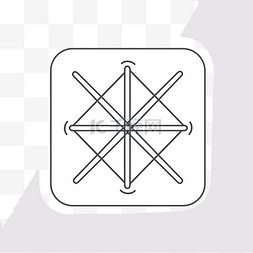 顶部有十字的象限的方形图标 向