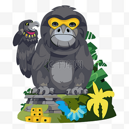 树顶图片_厄瓜多尔剪贴画卡通大猩猩坐在树