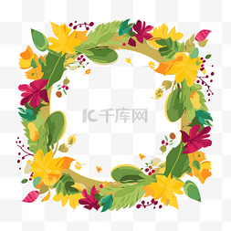 秋季上新装图片_边框叶子剪贴画秋季花环与叶子矢