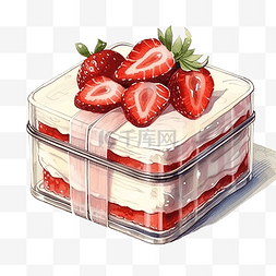 草莓蛋糕插画图片_草莓蛋糕盒食物插画