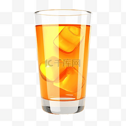 玻璃饮料 3d 渲染橙色
