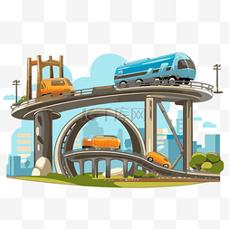 背景贴画图片_基础设施剪贴画卡通建筑桥梁高速