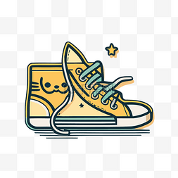 可爱黄色星星图片_带有黄色星星的运动鞋的可爱卡通