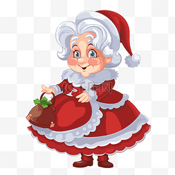 红色外套图片_卡通克劳斯夫人剪贴画圣诞老人女