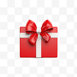 正方形礼品盒图片_一个系着白丝带的红色礼品盒