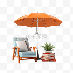 咖啡桌咖啡椅子图片_3d 书与咖啡桌沙发椅伞隔离暑假概
