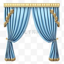 玻璃边框背景图片_带金色边框的蓝色布窗帘
