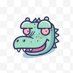 可爱的卡通鳄鱼生物脸图 向量