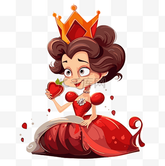拿戒尺打手心图片素材_红心女王剪贴画卡通卡通公主穿着红色连衣裙,拿