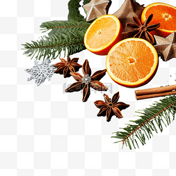 混凝土图片_新鲜的橘子与圣诞树的树枝