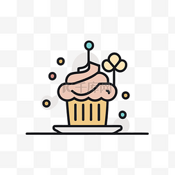 生日蛋糕蛋糕图标图片_简单几何设计中的线杯蛋糕图标 