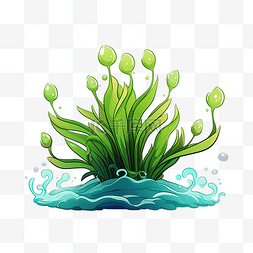 植物和海藻可爱卡通风格
