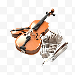 小提琴音乐工具 3d 插图