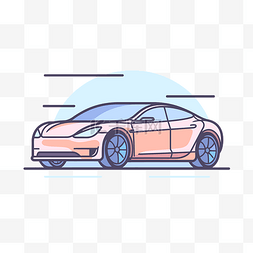 特斯拉图片_特斯拉 Model 3 汽车平面设计插画 