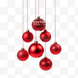 圆形的球图片_装饰圣诞树上挂着红色小玩意的特