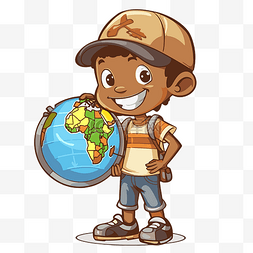 环球旅行者图片_环球旅行者剪贴画卡通非洲男孩背