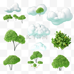 云渲染图片_3d 插图云在自然集中