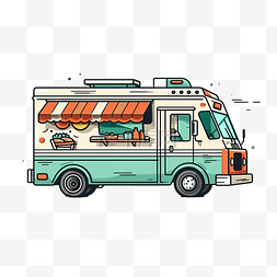 简约风格的食品卡车插图