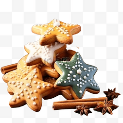 美食圣诞树图片_木桌上的美味圣诞饼干