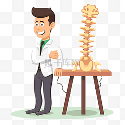 脊柱弯了图片_脊椎按摩师剪贴画年轻医生站在脊