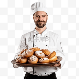 手饰产品图片_厨师厨师面包师拿着糕点烘焙产品