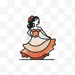 舞蹈图标icon图片_穿着舞蹈服装的拉丁女人 向量