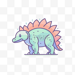 彩色小恐龙图片_彩色小恐龙，顶部有彩色轮廓，有